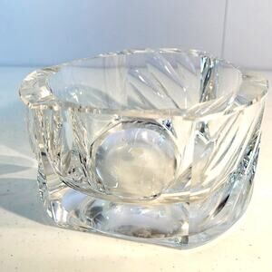 Mid Century Modern Moser Signed Crystal Ashtray 1950s Art Deco